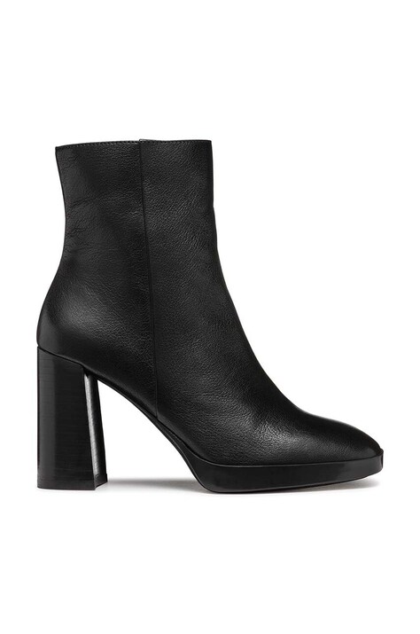 Geox cizme de piele D TEULADA femei, culoarea negru, cu toc drept, D36VLC 000TC C9999
