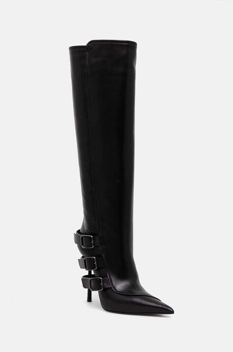 Le Silla ghete de piele Stivale Courtney femei, culoarea negru, cu toc cui, 4289C100BXPPGLO001
