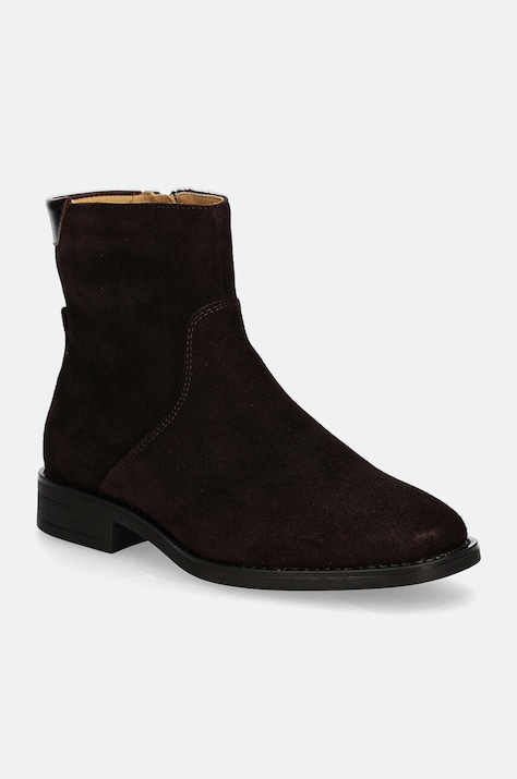 Gležnječe od brušene kože Gant Fayy za žene, boja: smeđa, ravni potplat, 29543798 G399