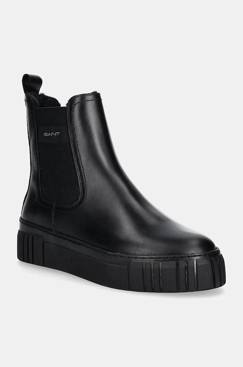 Gant bőr bokacsizma Snowmont fekete, női, téliesített, platformos, 29551787 G00