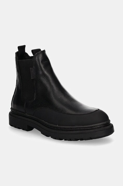 Gant ghete chelsea de piele Timbly femei, culoarea negru, cu toc plat, 29551791 G00