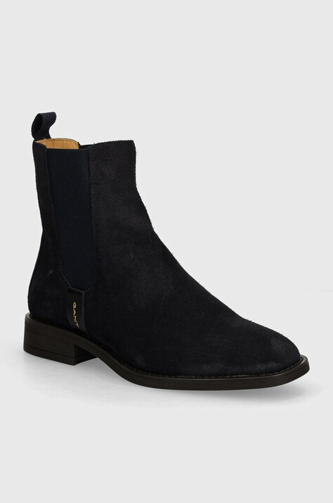 Gant botine din piele intoarsa Fayy femei, culoarea albastru marin, cu toc plat, 29553771 G69