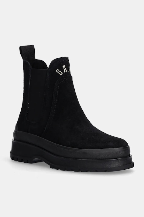 Gant botine din piele intoarsa Wintly femei, culoarea negru, cu platforma, 29553793 G00