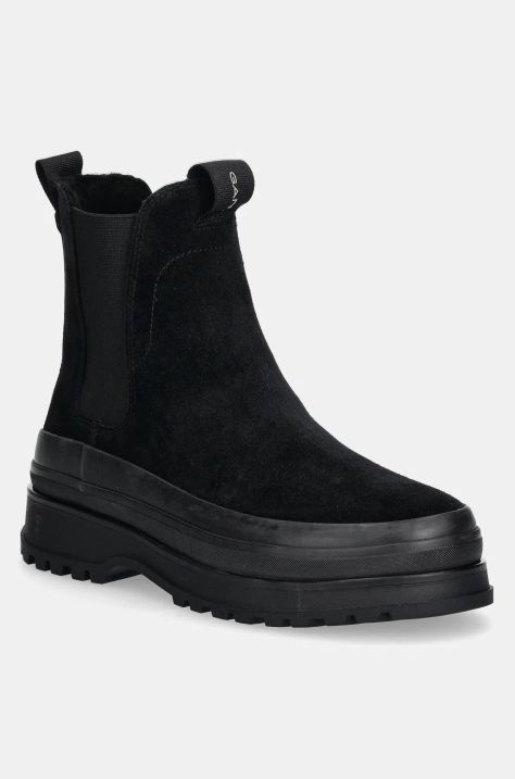 Gant botine din piele intoarsa Wintly femei, culoarea negru, cu toc plat, izolat, 29553795 G00