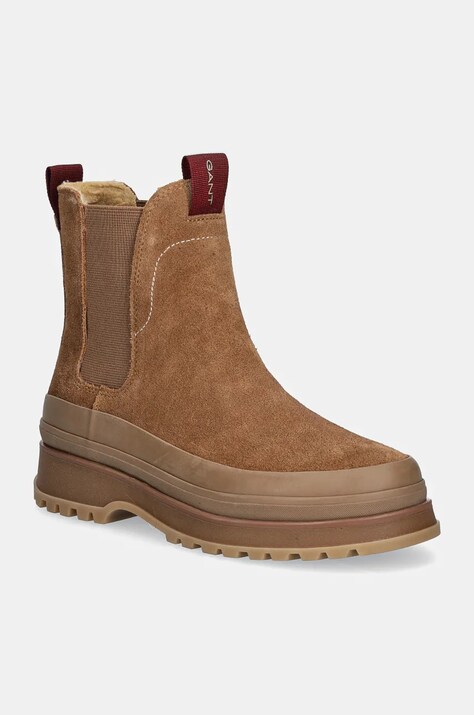 Gant botine din piele intoarsa Wintly femei, culoarea maro, cu platforma, izolare usoara, 29553795 G447