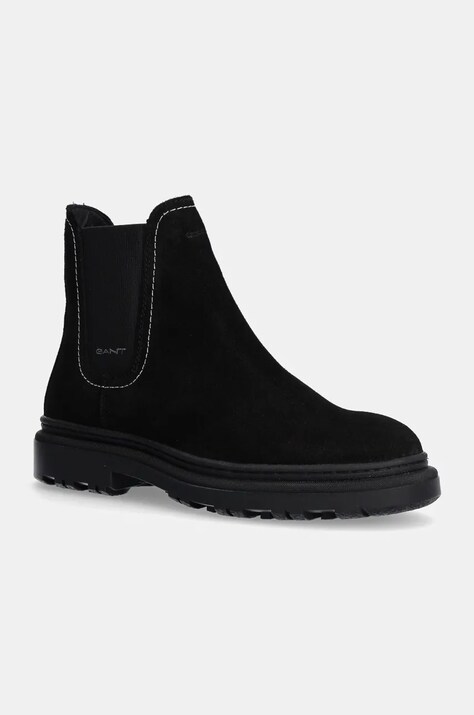 Gant botine din piele intoarsa Timbly femei, culoarea negru, cu toc plat, izolare usoara, 29553800 G00