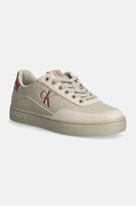 Αθλητικά Calvin Klein Jeans CLASSIC CUPSOLE LOW MG LTH χρώμα: μπεζ, YW0YW01585