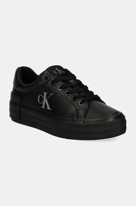 Calvin Klein Jeans sneakers din piele VULC FLATFORM LOW MG LTH culoarea negru, YW0YW01613