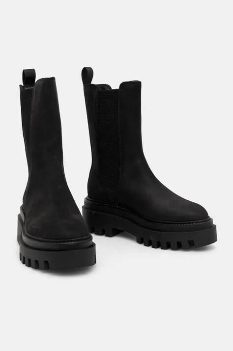 Calvin Klein Jeans cizme chelsea din nubuc FLATFORM CHELSEA BOOT MG NB culoarea negru, cu platforma, YW0YW01684