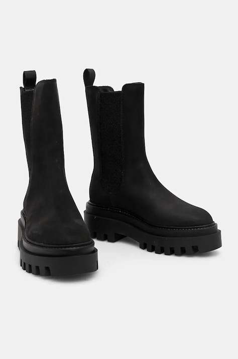 Μποτάκια nubuck Calvin Klein Jeans FLATFORM CHELSEA BOOT MG NB χρώμα: μαύρο, YW0YW01684