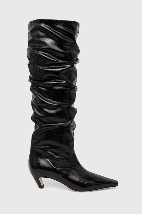 MSGM ghete de piele femei, culoarea negru, cu toc cui, 3741MDS710 848