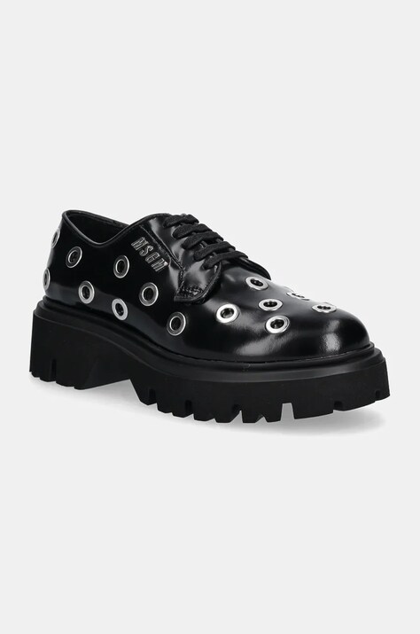 MSGM pantofi de piele femei, culoarea negru, cu platforma, 3741MDS154 519