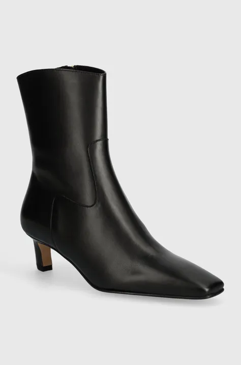 Kožené členkové topánky Alohas Nash dámske, čierna farba, na podpätku, S100385-01