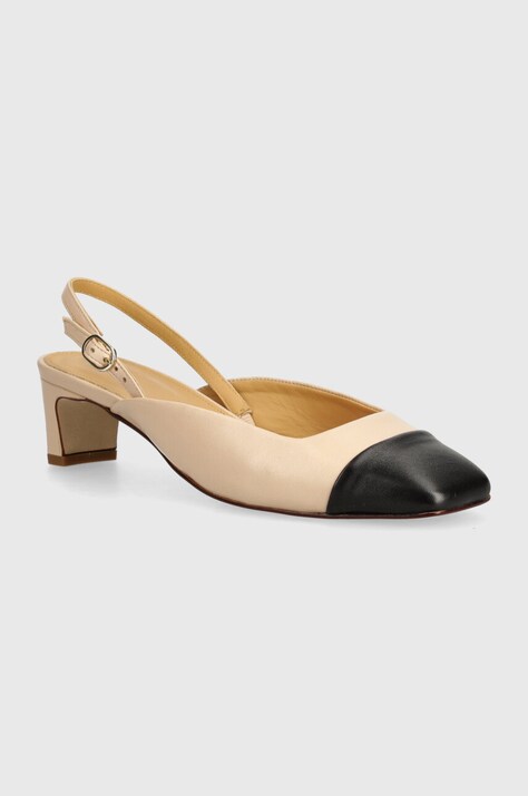 Alohas pantofi de piele Lindy culoarea bej, cu toc drept, cu toc deschis, S100432-01