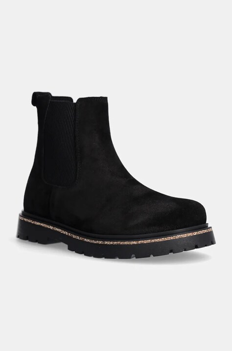 Birkenstock botine din piele intoarsa Highwood Slip On Mid femei, culoarea negru, cu toc plat, 1028187