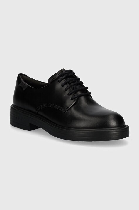 Camper pantofi de piele Dean femei, culoarea negru, cu platforma, K201684-001