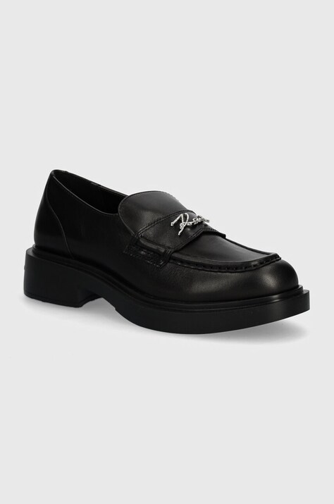 Karl Lagerfeld mocasini de piele MACIE femei, culoarea negru, cu platforma, KL41213