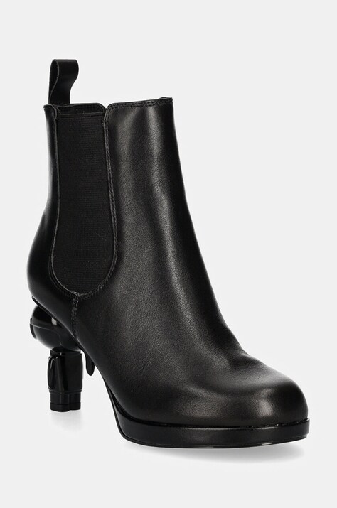 Karl Lagerfeld ghete chelsea de piele IKON ISLAND femei, culoarea negru, cu toc drept, KL39044