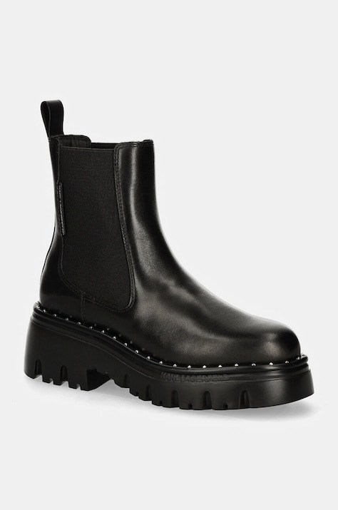 Кожаные полусапоги Karl Lagerfeld KOMBAT женские цвет чёрный на платформе KL45344