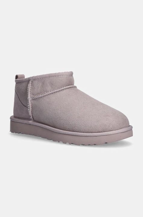 Čizme za snijeg od brušene kože UGG Classic Ultra Mini boja: ljubičasta, 1116109-PSK