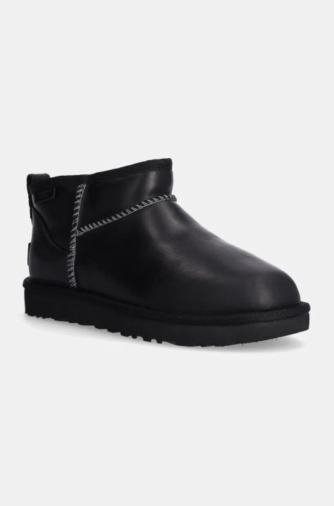 UGG śniegowce skórzane Classic Ultra Mini Lthr Regen kolor czarny 1163490-BLK