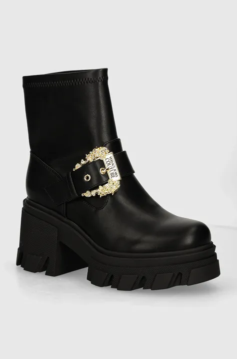 Členkové topánky Versace Jeans Couture Sophie dámske, čierna farba, na podpätku, 77VA3S80 71570 899