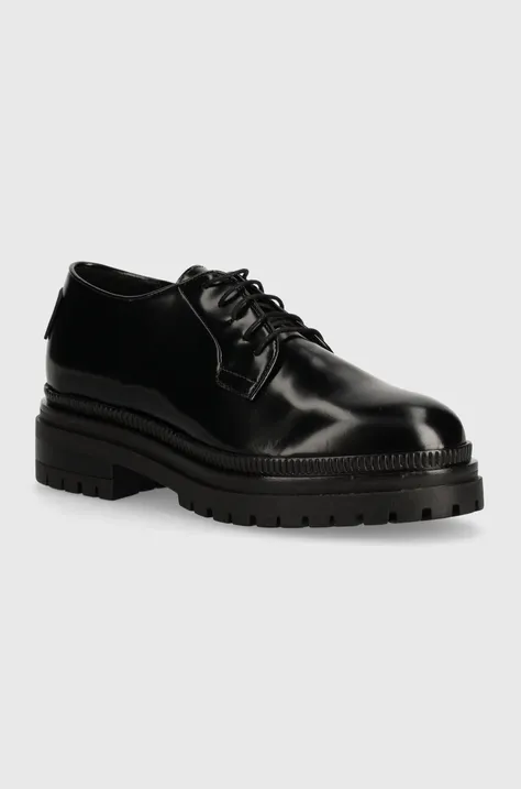 Кожени половинки обувки Weekend Max Mara HAITI в черно с платформа 2425526114600