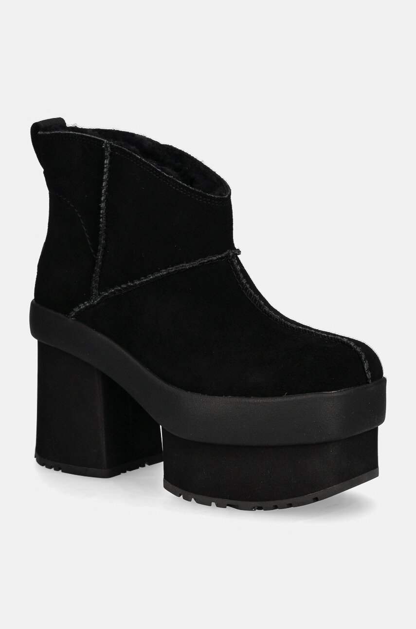 UGG botine New Heights Platform Mini femei, culoarea negru, cu toc drept, izolat, 1157910-BLK