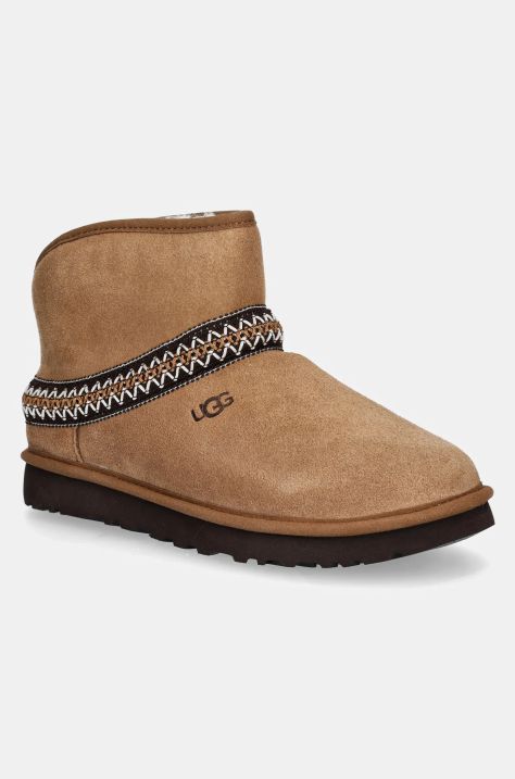 Snežke iz semiša UGG Classic Mini Crescent rjava barva, 1158262-CHE