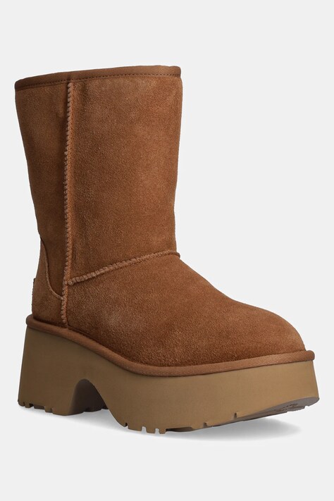 UGG cizme de zapada din piele intoarsa Classic Short New Heights femei, culoarea maro, cu platforma, izolat, 1158310-CHE