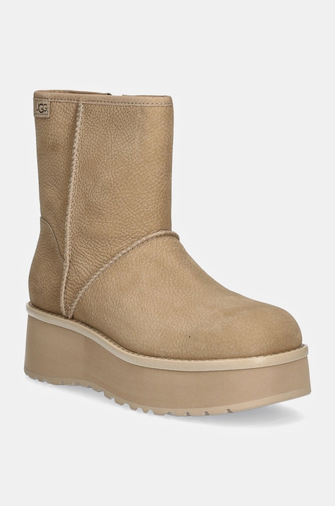 UGG cizme de piele Cityfunc Mid culoarea bej, cu platforma, 1163030-MDSD