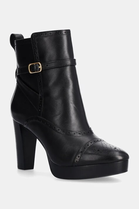 Lauren Ralph Lauren cizme de piele Mckinsey femei, culoarea negru, cu toc drept, 802908331005