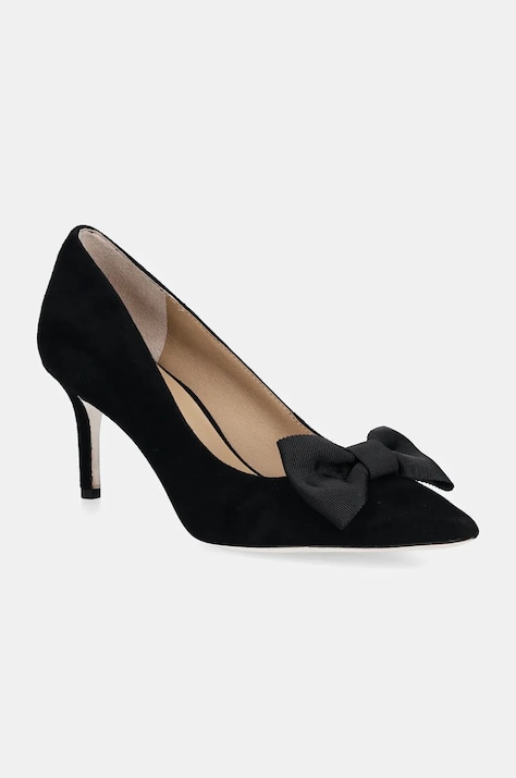 Γόβες σουέτ Lauren Ralph Lauren Lanette Bow χρώμα: μαύρο, 802944556001