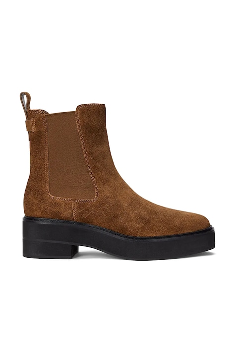 Semišové kotníkové boty Lauren Ralph Lauren Adrianna dámské, hnědá barva, na plochém podpatku, 802951237001