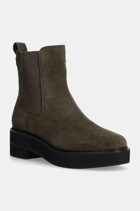 Lauren Ralph Lauren botine din piele intoarsa Adrianna femei, culoarea verde, cu toc drept, 802951237002