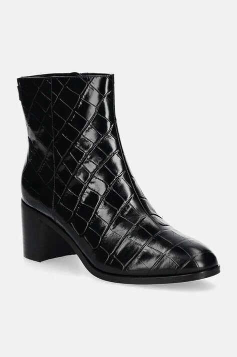 Lauren Ralph Lauren cizme de piele Cassie femei, culoarea negru, cu toc drept, 802951301001