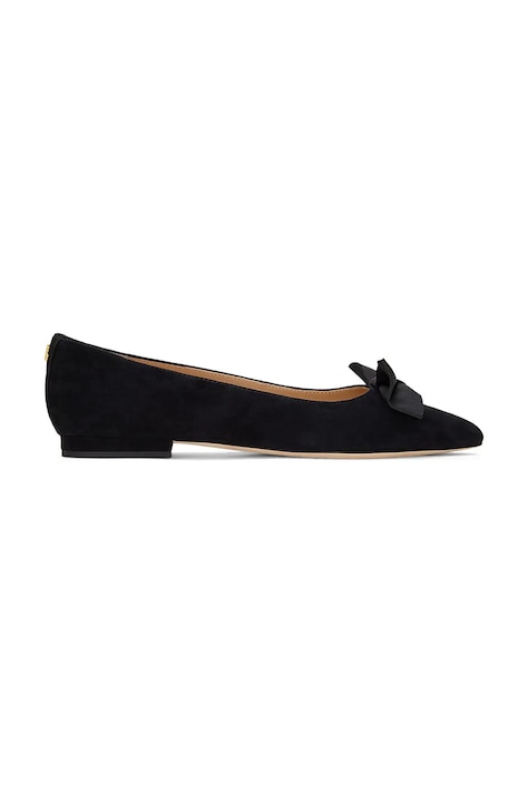 Balerinke iz semiša Lauren Ralph Lauren Londyn Bow črna barva, 802955323002