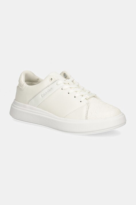 Calvin Klein pantofi CUPSOLE LACE UP MONO MIX femei, culoarea alb, HW0HW02218