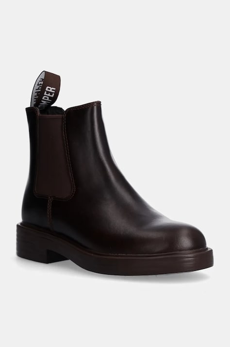 Camper sztyblety skórzane Dean damskie kolor brązowy na płaskim obcasie K400761-002