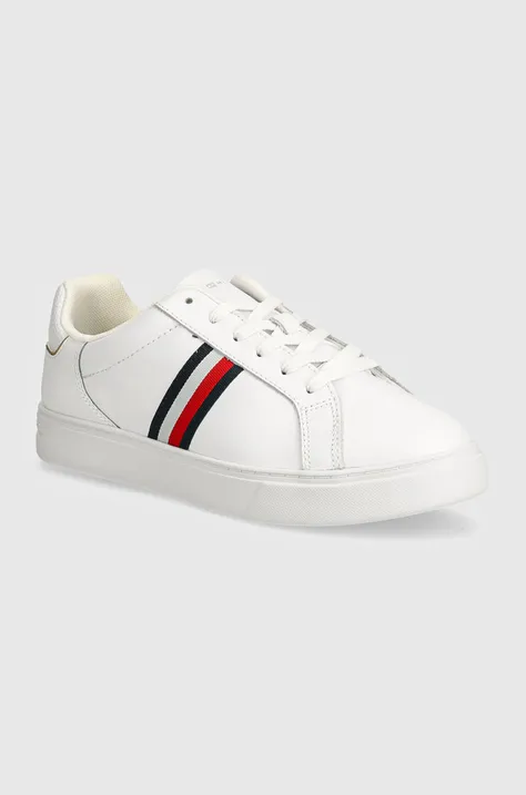 Tommy Hilfiger sneakersy skórzane ESSENTIAL COURT SNEAKER STRIPES kolor biały FW0FW08001