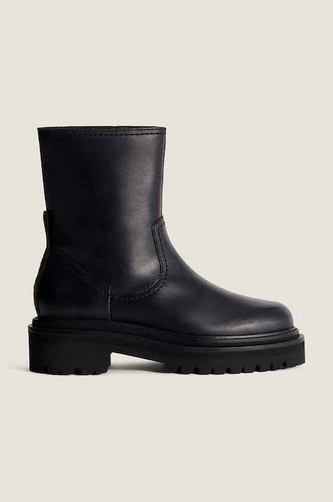 Hoff cizme de piele BOTA PIEL femei, culoarea negru, cu toc plat, 22331002 OFFICE