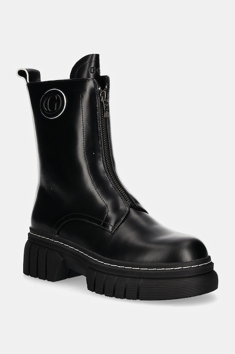 Guess cizme de piele ANNIA femei, culoarea negru, cu platforma, FLFANN LEA10