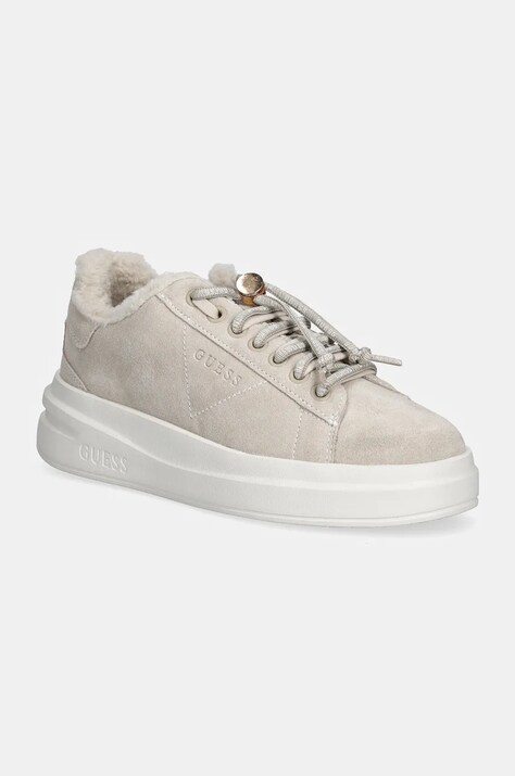 Guess sneakers din piele intoarsă ELBINA culoarea bej, FLFELB SUE12