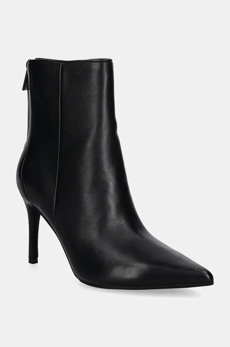 Guess cizme de piele FEYLY femei, culoarea negru, cu toc cui, FLDFEY LEA10