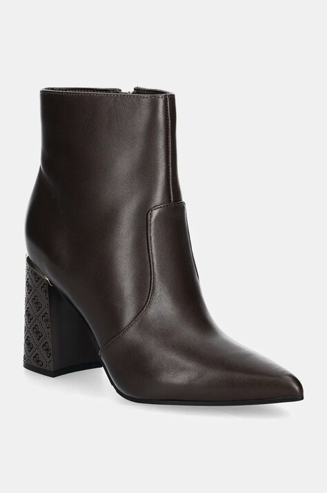 Кожени боти Guess FRENKIE в кафяво с дебел ток FLFFRE LEA10