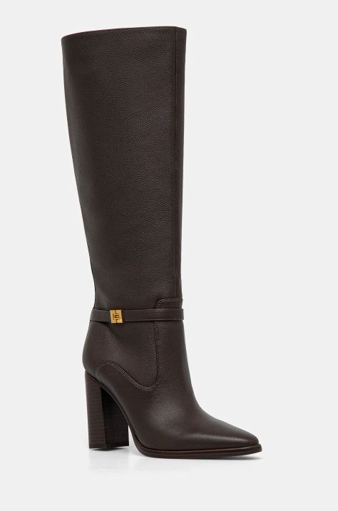 Кожени ботуши Guess LENDY в кафяво с дебел ток FLFLEN LEA11