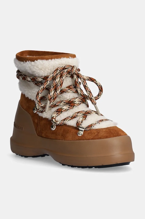 Moon Boot cizme de zapada din piele intoarsa MB LUNA BOOT SHEARLING culoarea maro, 80D2480020 MA03