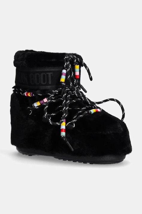 Moon Boot cizme de iarna MB ICON LOW FAUX FUR BEADS culoarea negru, 80D1409470 N001
