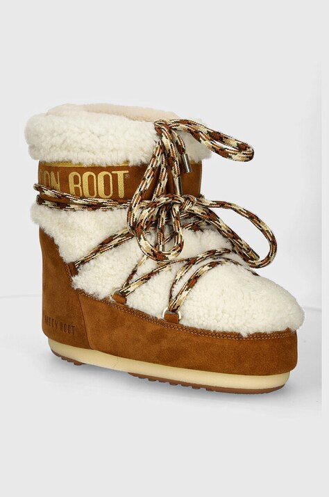 Moon Boot cizme de zapada din piele intoarsa MB ICON LOW SHEARLING culoarea maro, 80D1409580 MA03
