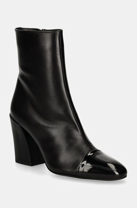 Δερμάτινες μπότες Furla Essential Ankle Boot γυναικείες, χρώμα: μαύρο, YI65FNU NE0000 O6000